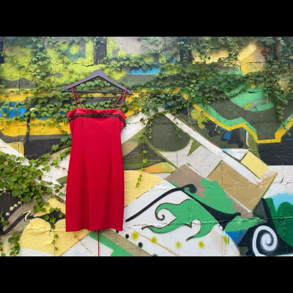 “Rhapsody” vintage red slip dress!